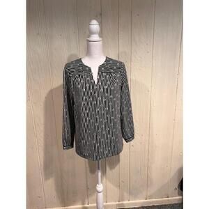 Oleg Cassini Blouse Women's Size Small Black and White Striped